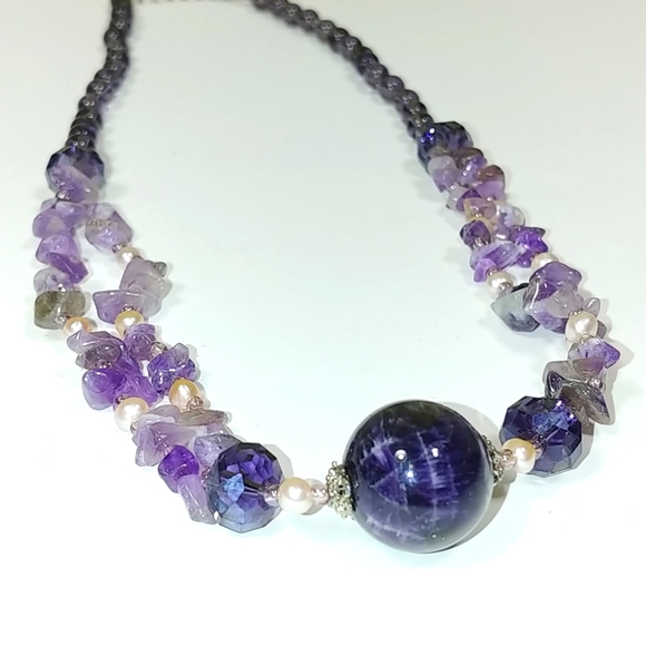 Amethyst & pearls necklace NWT - Picture 6 of 7